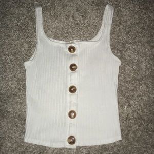 Heart & Hips White Button Crop Tank